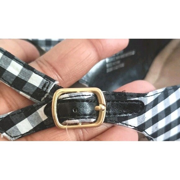 St Johns Bay Wedge Sandals Size 9.5 Lindy Black White Gingham Picnic Pattern New - Picture 6 of 8